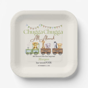 Plato De Papel Cualquier tren de color de agua Cute Chugga para e