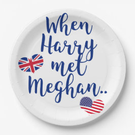 Plato De Papel Cuando Harry conoció a Meghan | Boda Real Divertid