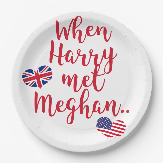 Plato De Papel Cuando Harry conoció a Meghan | Boda Real Divertid (Anverso)