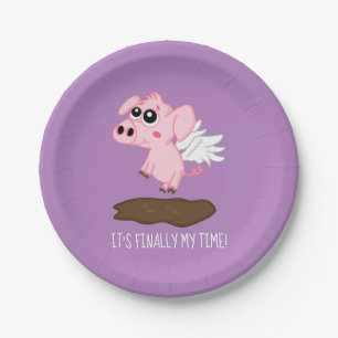 Plato De Papel Cuando los cerdos vuelan en el año del cerdo