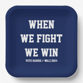 Plato De Papel Cuando Peleamos Ganamos Harris Walz