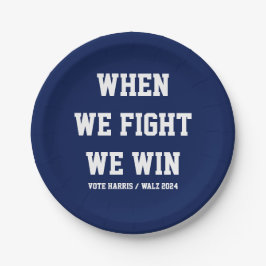 Plato De Papel Cuando Peleamos Ganamos Harris Walz