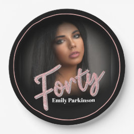 Plato De Papel Cuarenta y cuatro años rosa de guión fotográfico p