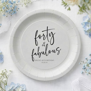 Plato De Papel Cuarenta y Fabuloso Cumpleaños Mínimo 40