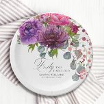 Plato De Papel Cuarenta y fabuloso elegante Floral 40 cumpleaños<br><div class="desc">Cuarenta y fabulosas y elegantes planchas de papel Fiesta floral 40 cumpleaños con un elegante ramo de flores acuáticas de color rosa, violeta y borgoña con vegetación. Simplemente agregue el texto de su personalizado para su fiesta de 40 años. Personalizado editando el texto en los cuadros de texto proporcionados. Diseñado...</div>