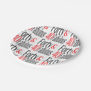 Plato De Papel Cuarenta y fabuloso en rojo y negro