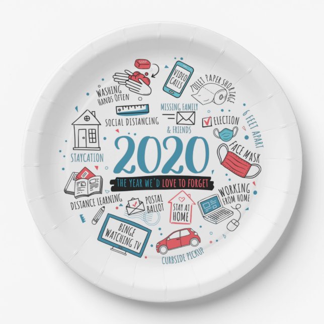 Plato De Papel Cuarentena 2020 Pandemia conmemorativa (Anverso)