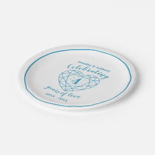 Plato De Papel Cuarto topaz azul boda aniversario planchas fiesta