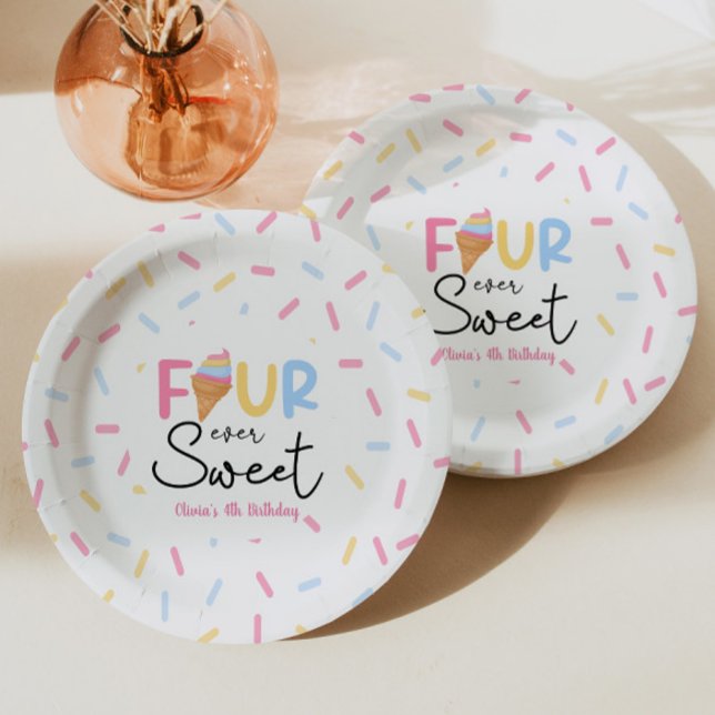 Plato De Papel Cuatro helados dulces de siempre cuarto Fiesta de  (Subido por el creador)