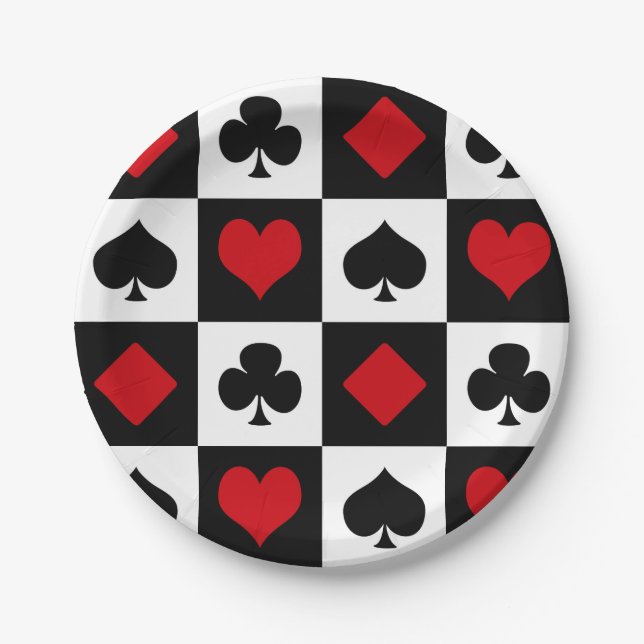 Plato De Papel Cuatro trajes de cartas (Anverso)