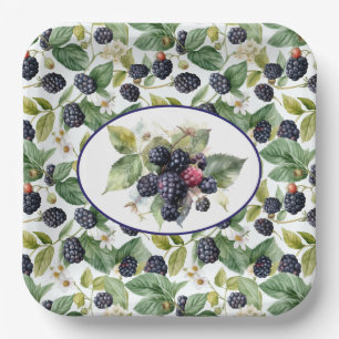 Plato De Papel Cubierta de Blackberries