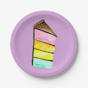 Plato De Papel Cubierta de pastel de arcoiris linda