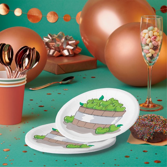 Plato De Papel Cubo De Manzanas Verdes (Subido por el creador)