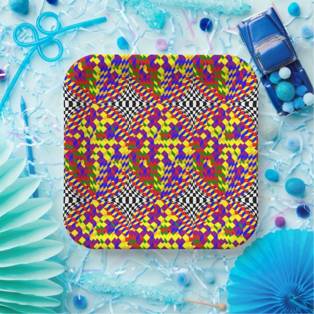 Plato De Papel Cubo roto por Kenneth Yoncich (Fiesta)