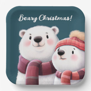 Plato De Papel Cubos de oso polar con escarlatas