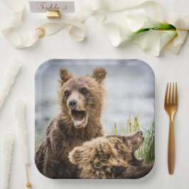 Plato De Papel Cubos Grizzly Buscando Su Mamá