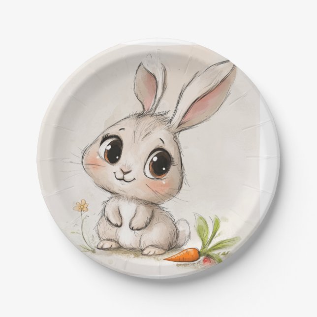 Plato De Papel Cuddle Bunny Placa de papel delgado (Anverso)