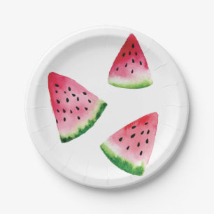 Plato De Papel Cuencas de frutas de sandía acuarela