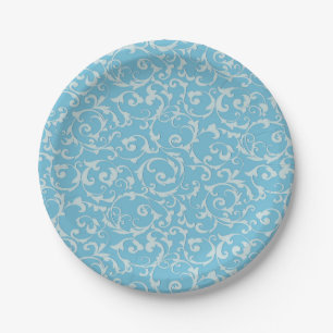 Plato De Papel Cuento de Hadas de la Princesa Azul Chic Real