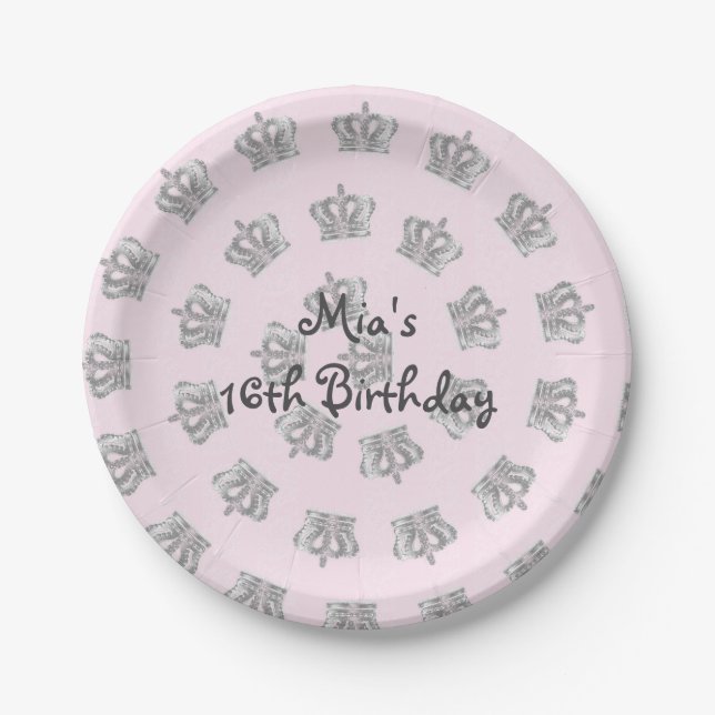 Plato De Papel Cuentos de flores de época de la princesa rosa rea (Anverso)