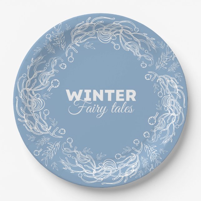 Plato De Papel Cuentos de hadas de vacaciones de invierno. (Anverso)
