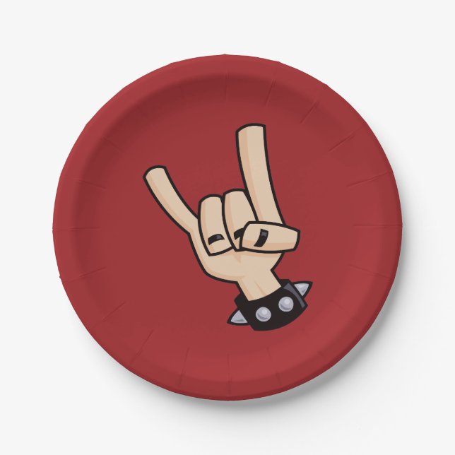 Plato De Papel Cuernos de metales pesados del diablo (Anverso)