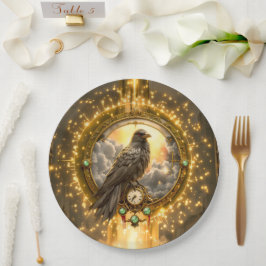Plato De Papel Cuervo Guardián del Tiempo – Relojería Gótica