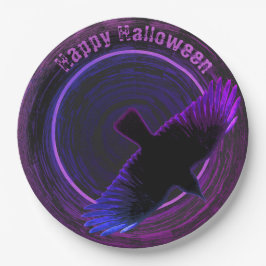 Plato De Papel Cuervo negro y morado