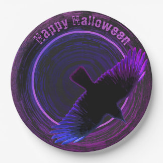 Plato De Papel Cuervo negro y morado