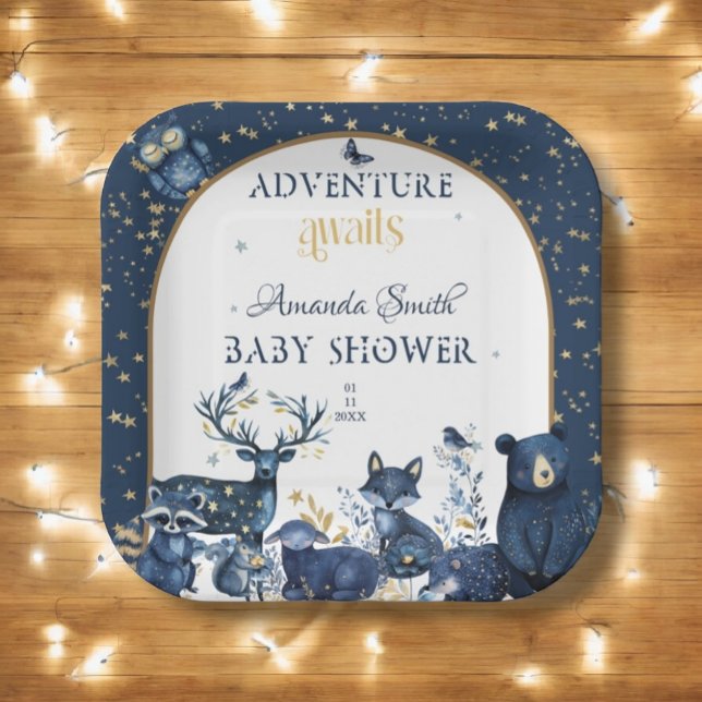 Plato De Papel Cuidad Animal Adventure Night Sky Baby Shower (Subido por el creador)
