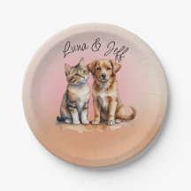 Cuidada acuarela de gato y perro