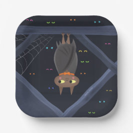 Plato De Papel Cuidada barba de Halloween negro y Naranja