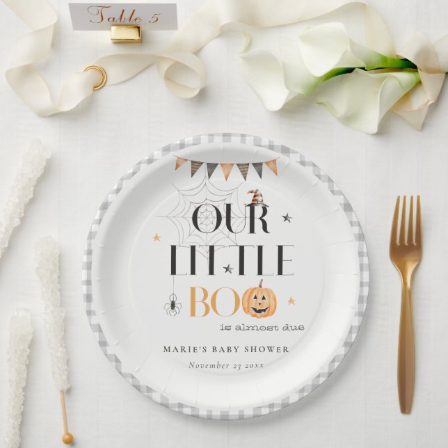 Plato De Papel Cuidada calabaza de Halloween Pequeño Boo Baby Sho (Boda)