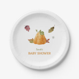 Plato De Papel Cuidada color de agua calabaza caída Baby Shower