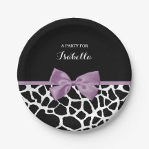 Cuidada Giraffe Imprimir Lavanda Morado Bow Con No