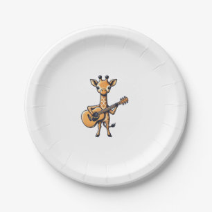 Plato De Papel Cuidada jirafa tocando guitarra jirafas músico Mus