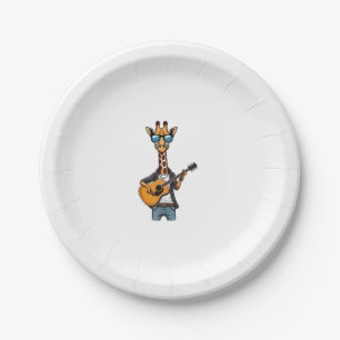 Plato De Papel Cuidada jirafa tocando guitarra jirafas músico Mus