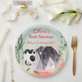 Plato De Papel Cuidada murmuración de Panda Gender Baby Shower
