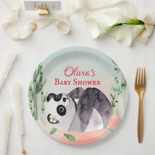 Plato De Papel Cuidada murmuración de Panda Gender Baby Shower