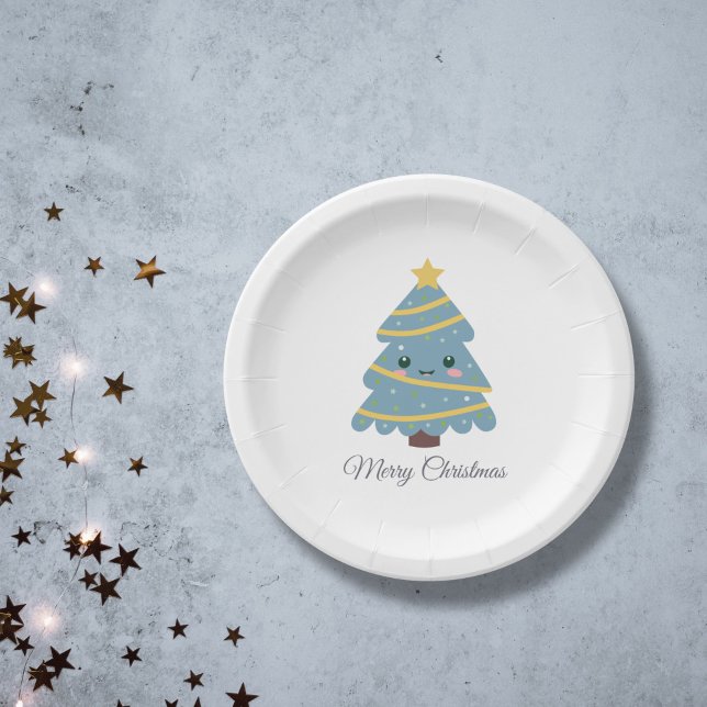 Plato De Papel Cuidada placa de papel de árbol de Navidad (Cute Christmas Tree Paper Plate)
