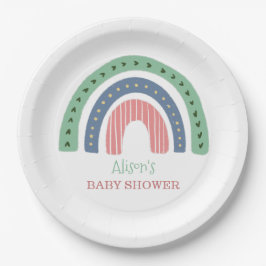 Plato De Papel Cuidado Baby Shower arcoiris