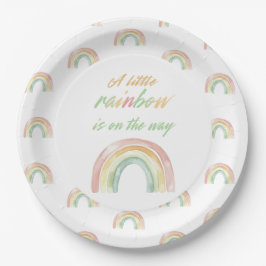 Plato De Papel Cuidado Baby Shower arcoiris