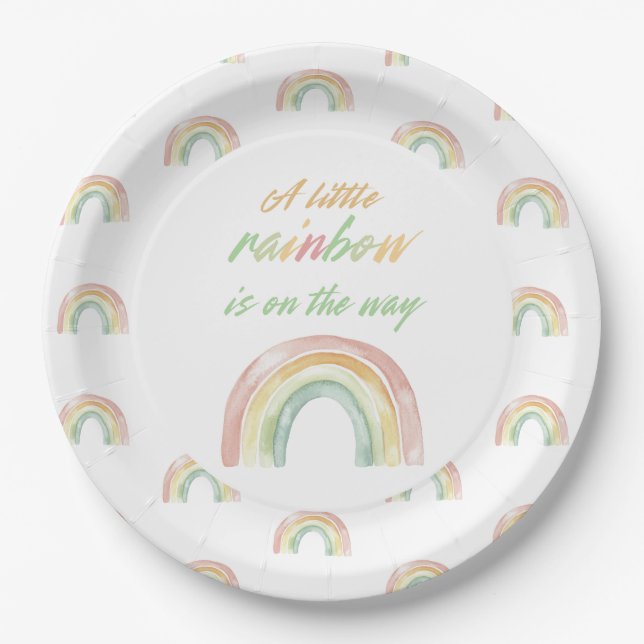 Plato De Papel Cuidado Baby Shower arcoiris (Anverso)