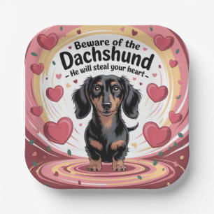 Plato De Papel Cuidado Con El Dachshund