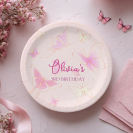 Plato De Papel Cuidados Chicas Placa de papel de cumpleaños con m