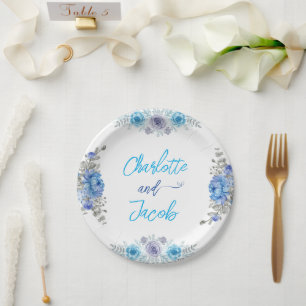 Plato De Papel Cuidados de agua pintados a mano Floral Bridal Sho
