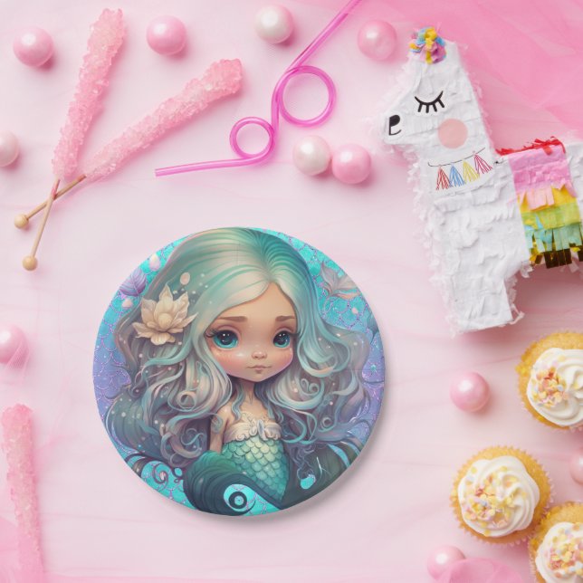 Plato De Papel Cuidados escaparates morados azules (Fiesta)