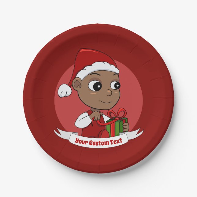 Plato De Papel Cuidados Navidades personalizados de bebé Placas d (Anverso)