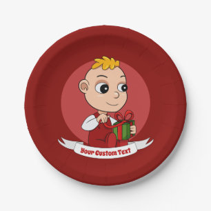Plato De Papel Cuidados Navidades personalizados de bebé Placas d