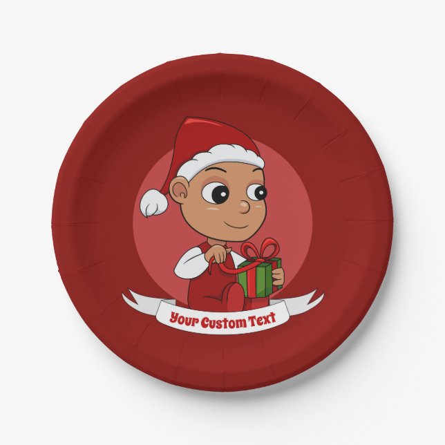 Plato De Papel Cuidados Navidades personalizados de bebé Placas d (Anverso)